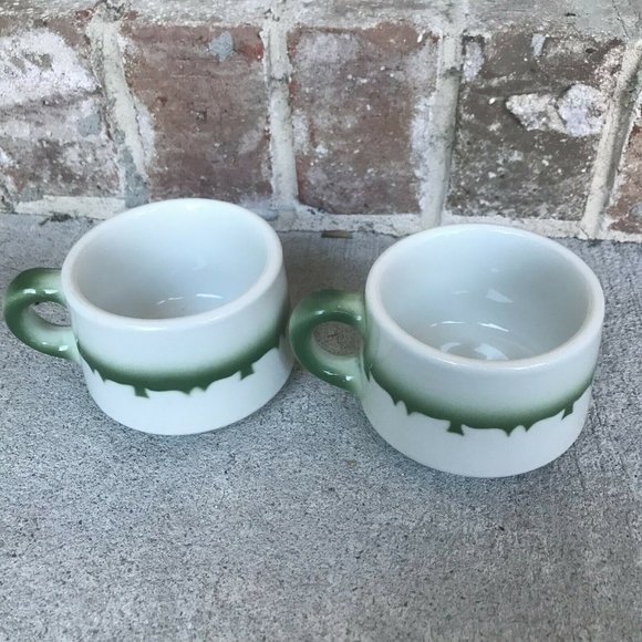 Jackson China Albany Hotel Restaurant Supply GA Set of 2 Cups Airbrushed VTG 50s - Picture 3 of 6